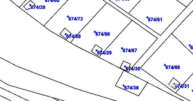 Parcela st. 674/29 v KÚ Droužkovice, Katastrální mapa