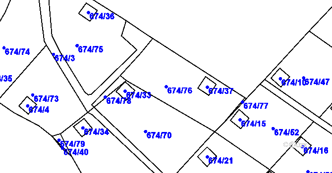 Parcela st. 674/76 v KÚ Droužkovice, Katastrální mapa