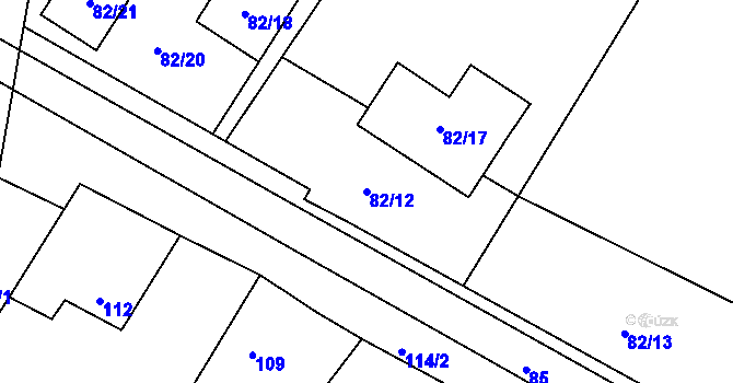 Parcela st. 82/12 v KÚ Droužkovice, Katastrální mapa