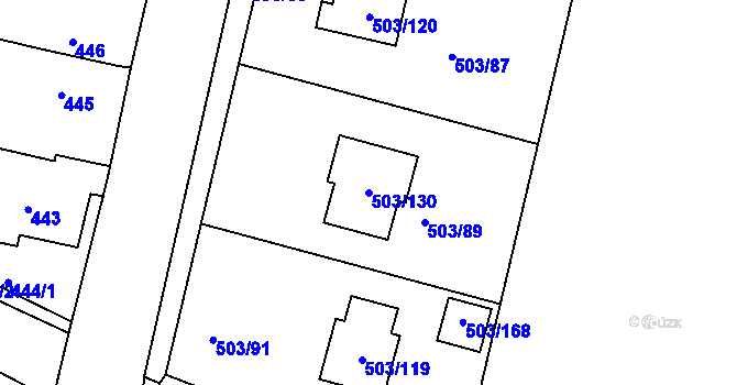 Parcela st. 503/130 v KÚ Droužkovice, Katastrální mapa