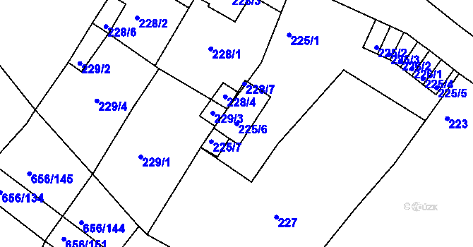 Parcela st. 225/6 v KÚ Droužkovice, Katastrální mapa