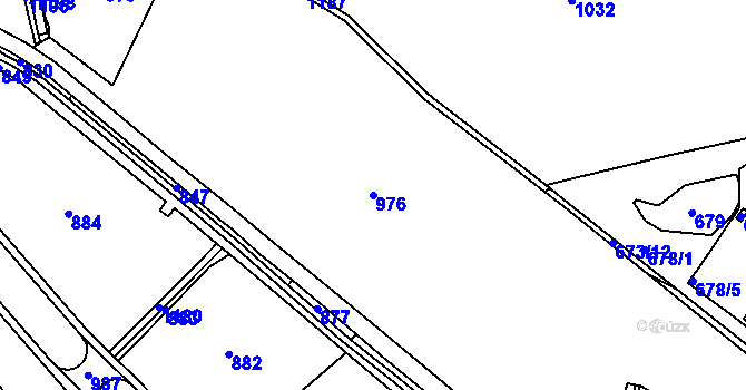 Parcela st. 976 v KÚ Droužkovice, Katastrální mapa