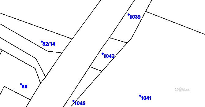 Parcela st. 1042 v KÚ Droužkovice, Katastrální mapa