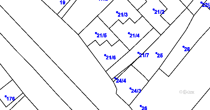 Parcela st. 21/6 v KÚ Droužkovice, Katastrální mapa