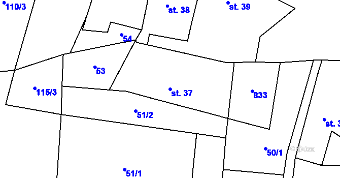 Parcela st. 37 v KÚ Drozdov v Čechách, Katastrální mapa