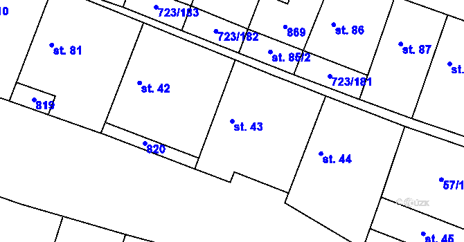 Parcela st. 43 v KÚ Drozdov v Čechách, Katastrální mapa