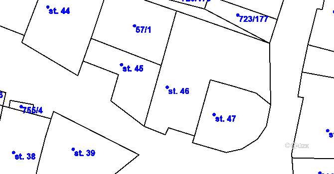 Parcela st. 46 v KÚ Drozdov v Čechách, Katastrální mapa