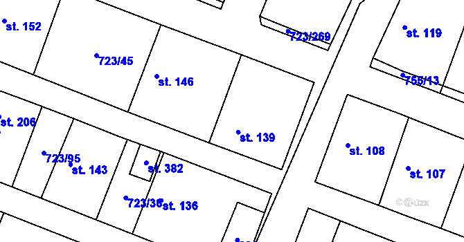 Parcela st. 139 v KÚ Drozdov v Čechách, Katastrální mapa