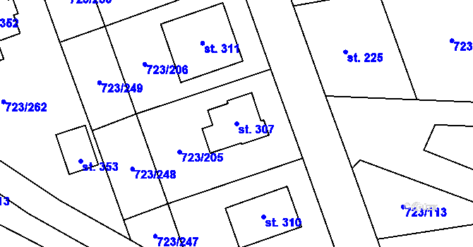 Parcela st. 307 v KÚ Drozdov v Čechách, Katastrální mapa