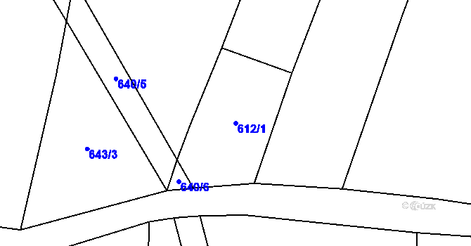 Parcela st. 612/1 v KÚ Drozdov v Čechách, Katastrální mapa
