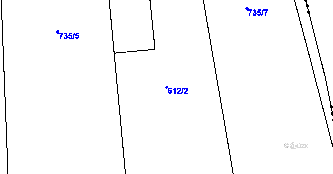 Parcela st. 612/2 v KÚ Drozdov v Čechách, Katastrální mapa