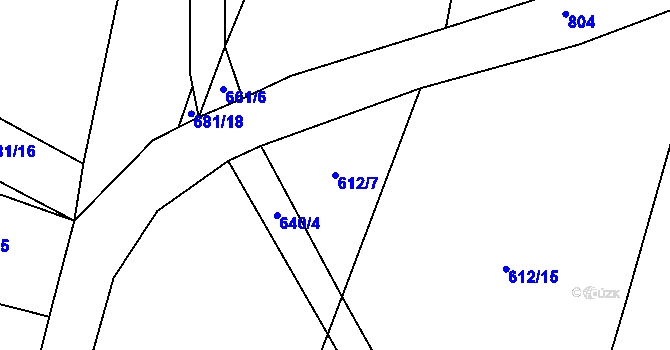 Parcela st. 612/7 v KÚ Drozdov v Čechách, Katastrální mapa