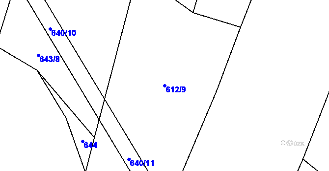 Parcela st. 612/9 v KÚ Drozdov v Čechách, Katastrální mapa