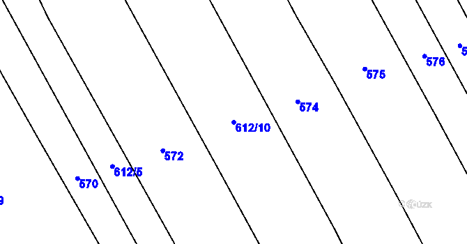 Parcela st. 612/10 v KÚ Drozdov v Čechách, Katastrální mapa
