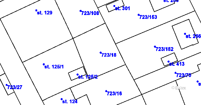 Parcela st. 723/18 v KÚ Drozdov v Čechách, Katastrální mapa