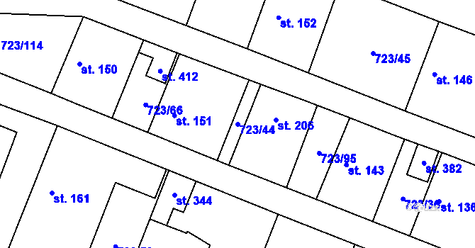 Parcela st. 723/44 v KÚ Drozdov v Čechách, Katastrální mapa
