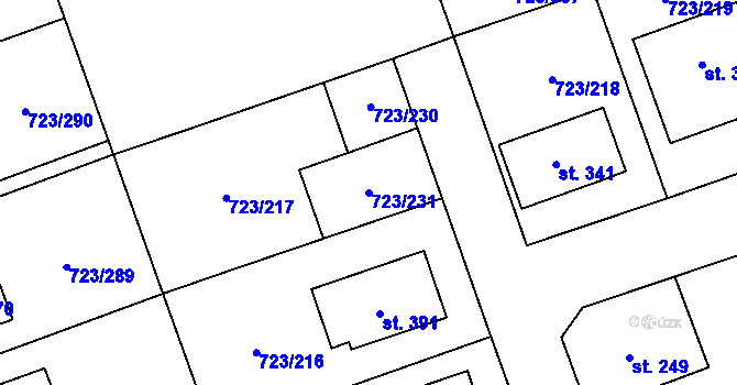 Parcela st. 723/231 v KÚ Drozdov v Čechách, Katastrální mapa