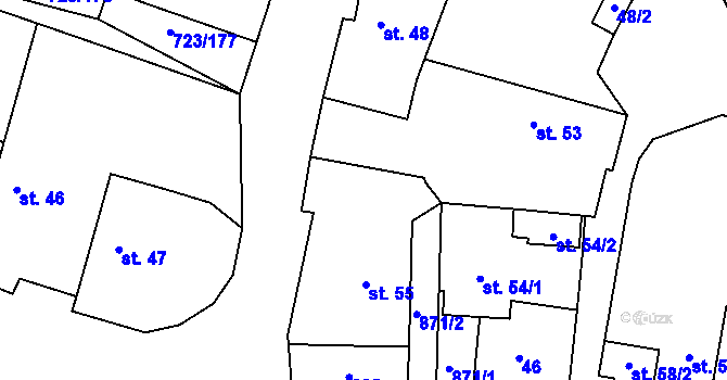 Parcela st. 755/10 v KÚ Drozdov v Čechách, Katastrální mapa