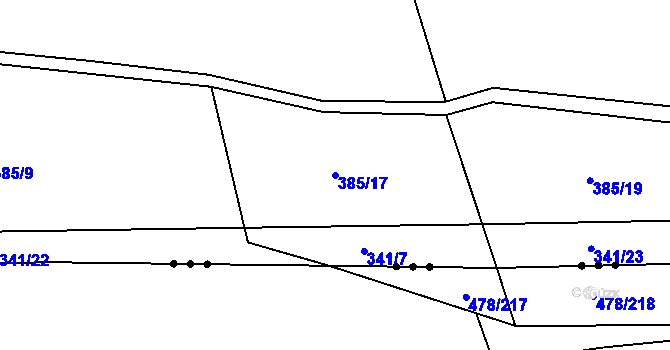 Parcela st. 385/17 v KÚ Drozdov v Čechách, Katastrální mapa