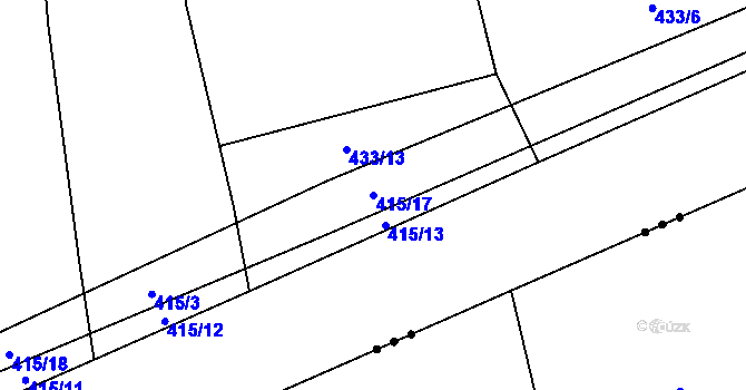 Parcela st. 415/17 v KÚ Drozdov v Čechách, Katastrální mapa