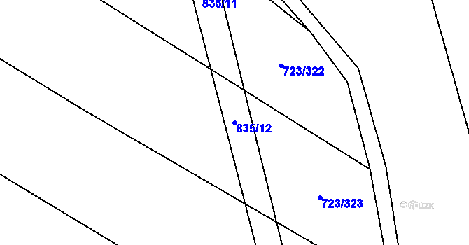 Parcela st. 835/12 v KÚ Drozdov v Čechách, Katastrální mapa