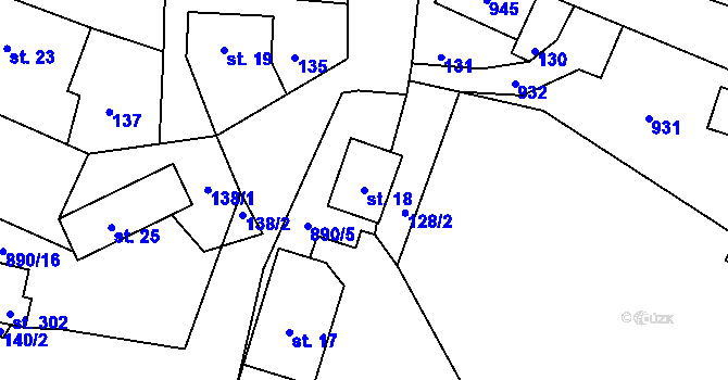Parcela st. 18 v KÚ Drozdov, Katastrální mapa