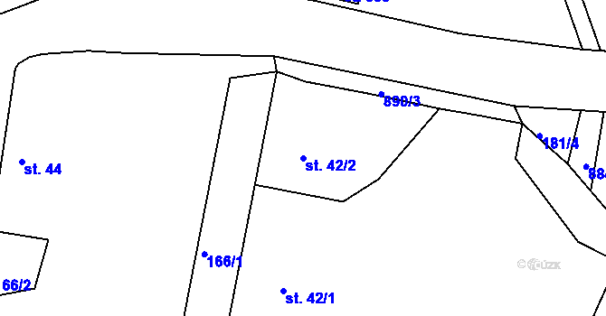 Parcela st. 42/2 v KÚ Drozdov, Katastrální mapa