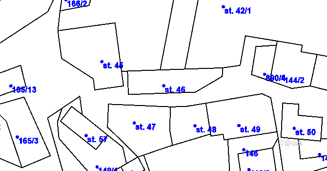 Parcela st. 46 v KÚ Drozdov, Katastrální mapa