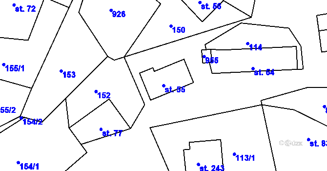 Parcela st. 55 v KÚ Drozdov, Katastrální mapa