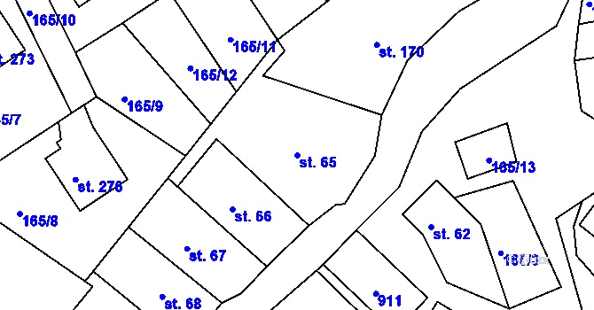 Parcela st. 65 v KÚ Drozdov, Katastrální mapa
