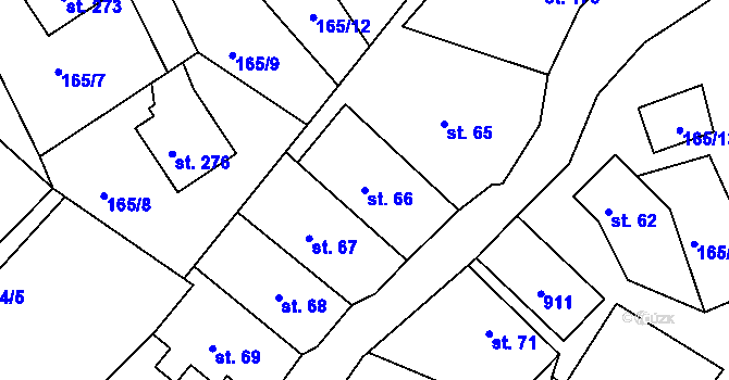 Parcela st. 66 v KÚ Drozdov, Katastrální mapa