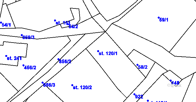 Parcela st. 120/1 v KÚ Drozdov, Katastrální mapa