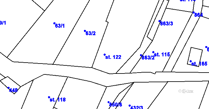 Parcela st. 122 v KÚ Drozdov, Katastrální mapa