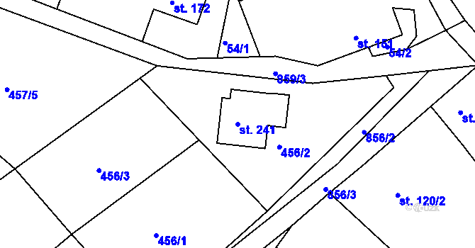 Parcela st. 241 v KÚ Drozdov, Katastrální mapa