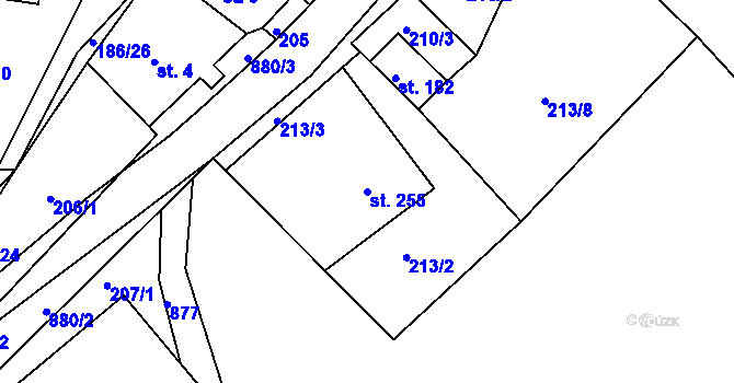 Parcela st. 255 v KÚ Drozdov, Katastrální mapa