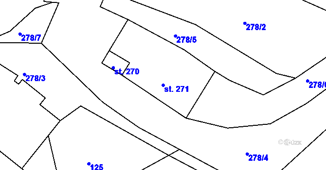 Parcela st. 271 v KÚ Drozdov, Katastrální mapa