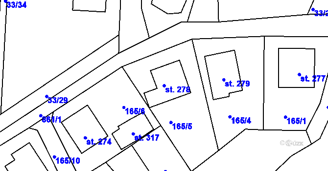 Parcela st. 278 v KÚ Drozdov, Katastrální mapa