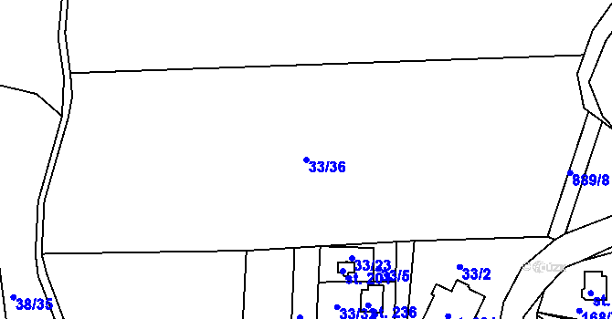 Parcela st. 33/36 v KÚ Drozdov, Katastrální mapa