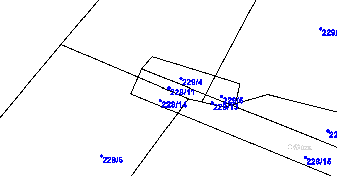 Parcela st. 228/11 v KÚ Drozdov, Katastrální mapa