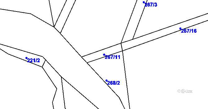 Parcela st. 267/11 v KÚ Drozdov, Katastrální mapa