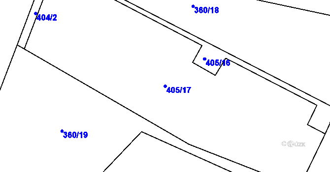 Parcela st. 405/17 v KÚ Drozdov, Katastrální mapa