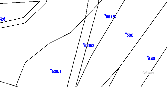 Parcela st. 529/2 v KÚ Drozdov, Katastrální mapa