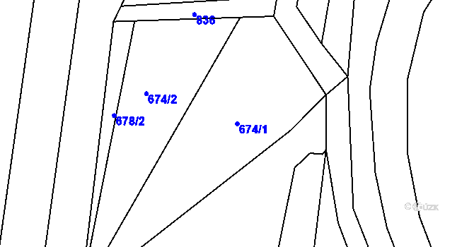 Parcela st. 674/1 v KÚ Drozdov, Katastrální mapa
