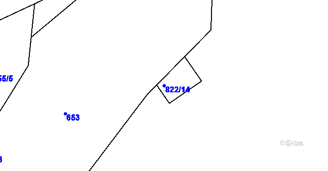 Parcela st. 822/14 v KÚ Drozdov, Katastrální mapa