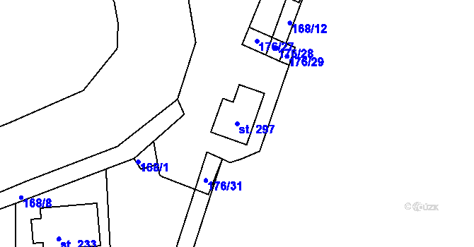 Parcela st. 297 v KÚ Drozdov, Katastrální mapa