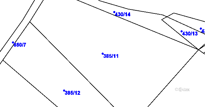 Parcela st. 385/11 v KÚ Drozdov, Katastrální mapa