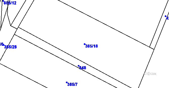 Parcela st. 385/18 v KÚ Drozdov, Katastrální mapa