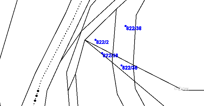 Parcela st. 822/18 v KÚ Drozdov, Katastrální mapa