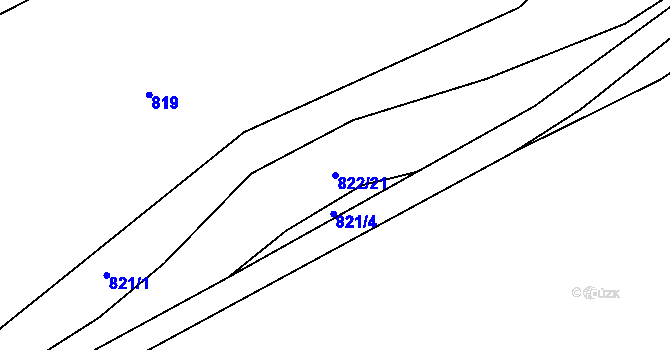 Parcela st. 822/21 v KÚ Drozdov, Katastrální mapa