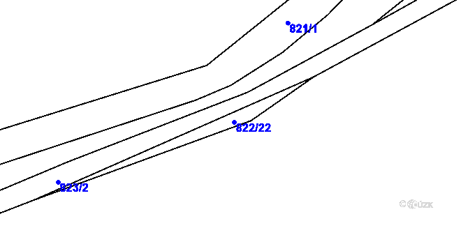 Parcela st. 822/22 v KÚ Drozdov, Katastrální mapa